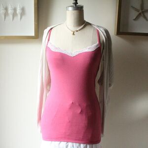 Gilligan & O'Malley Lace Trim Camisole Size S Pink Adjustable Straps Sleepwear